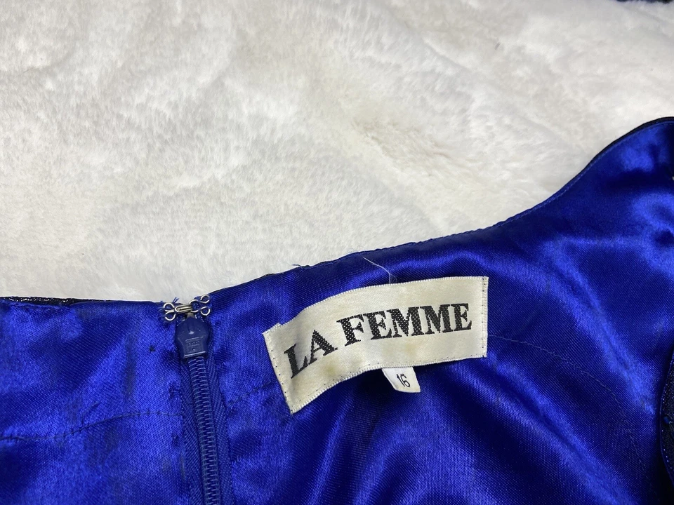 Vestido de noche para mujer La Femme azul marino Tool talla US 16 cuentas Trail Foto 2 de 4