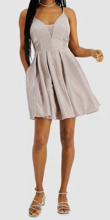 pink glitter skater dress B Darlin Women's Mesh Size 3/4 sequin & party dresses
