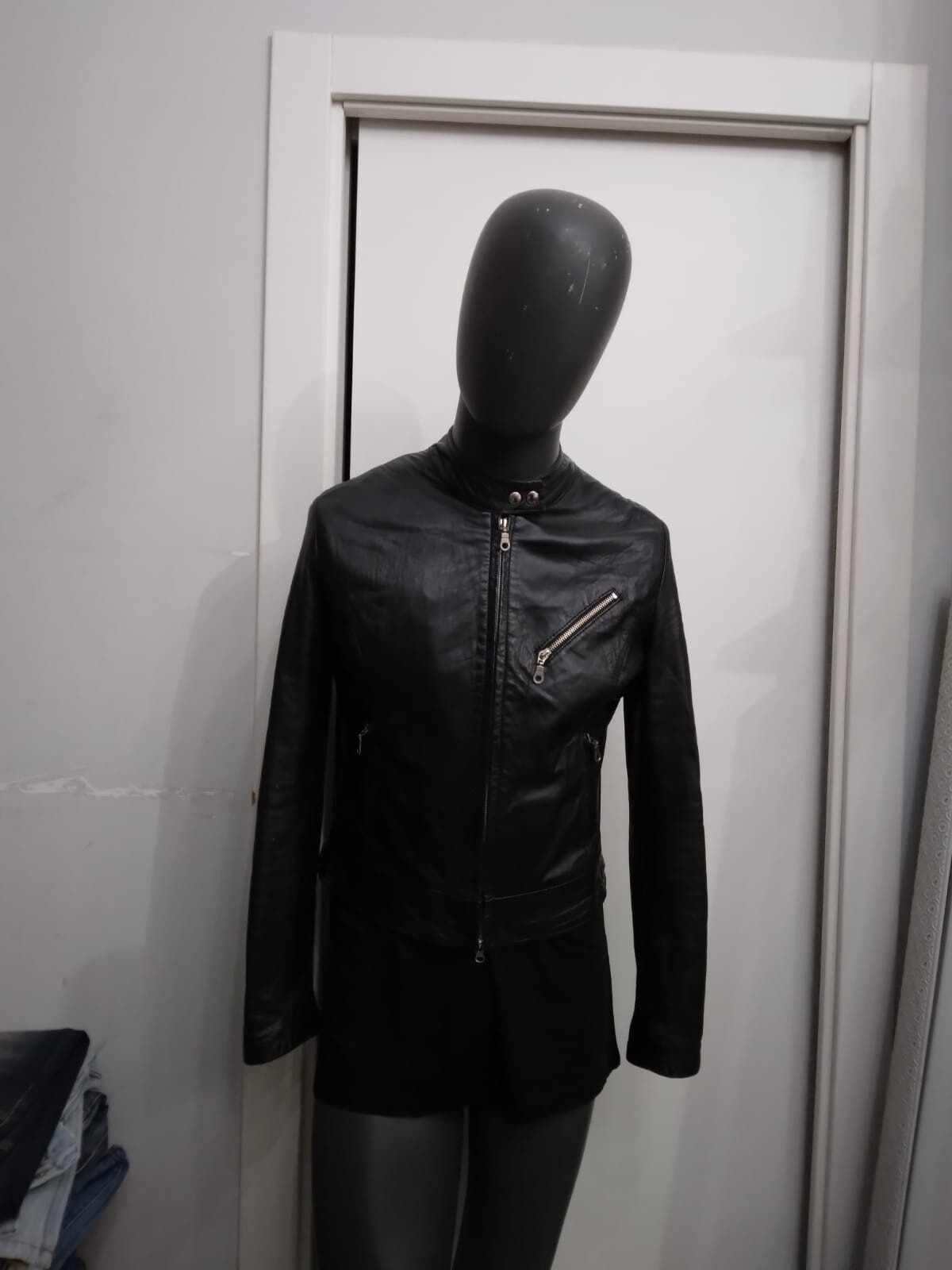 Genuine Leather Jacket Used Men's Size 50 Black XYC973L