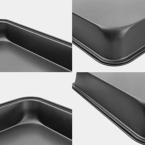 EVADOW 4 Pack Non Stick Oven Baking Tray Set Heavy Duty Black Carbon Steel - Picture 3 of 5