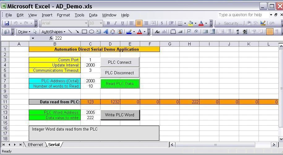 Automation Direct PLC Ethernet/Serial ActiveX Driver Read/Write Data into Excel - Image 2 of 3