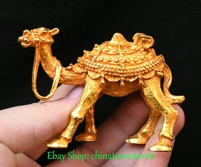 2.7'' Old Chinese Bronze Sit Luotuo Camel Camels Animal Desert