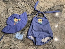 Gymboree 6-12 Mermaid Magic Guc Bathing Swim Suit Euc Hat Set Outfit Lot