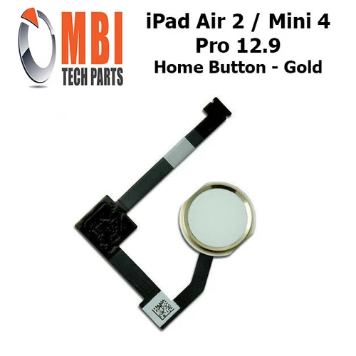 iPad Air 2 Mini 4 Pro 12.9 Replacement Home Menu Button and Flex Gold White