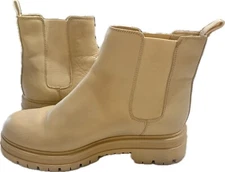 Marc Fisher pietro Tan Leather Round Toe Pull On Chelsea Womens Boots Size 9.5