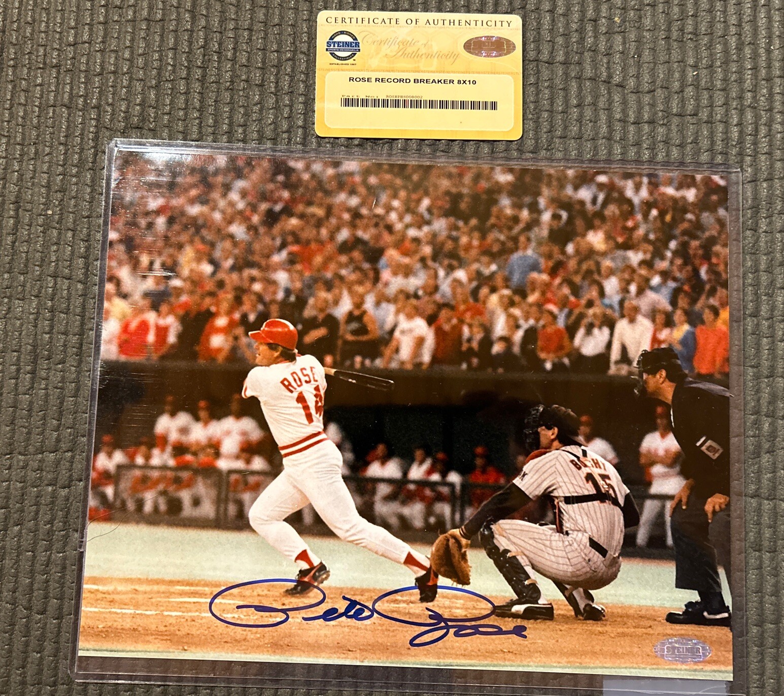 Pete Rose Autographed Signed Cincinnati Reds 8x10 Photo Exclusive Hologram Steiner Coa 