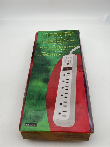 Compucessory 6 Outlet Surge Protector with 15' Power Cord 25103 - Picture 1 of 4