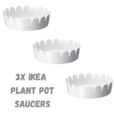 Metal Saucer Plate for Plant IKEA Sommar Color Coated In/Outdoor, WHITE (3 SETs)