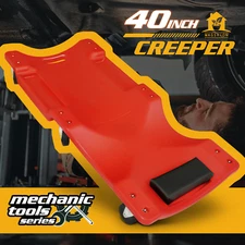 40" Red Rolling Low Profile Creeper Vehicle Garage Repair w/Head Rest+Tool Tray