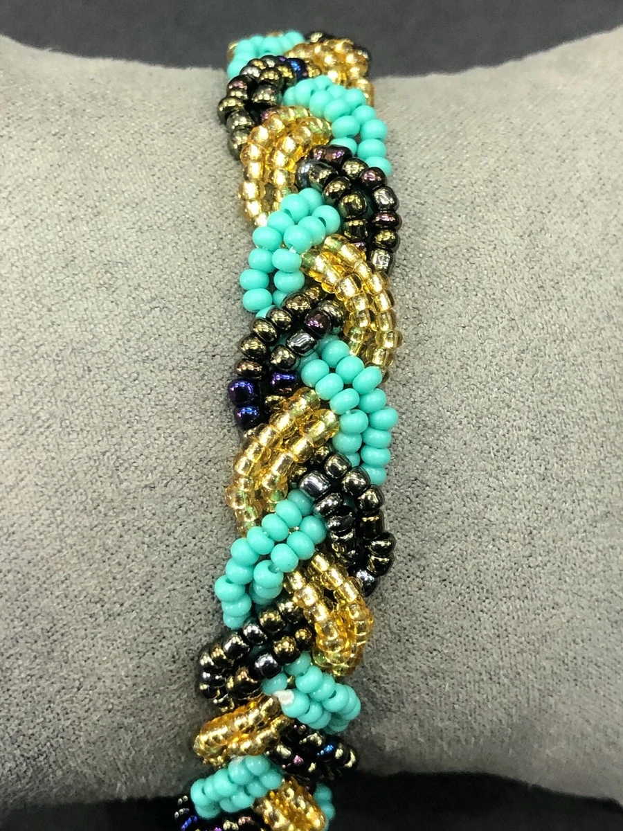 Artisan Hand Beaded Mayan Bracelet single strand stones Made in