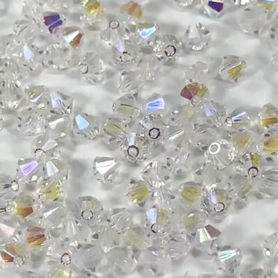 Czech Bicone Beads Crystal Light AB2X fully AB coated Rondelles 3mm 4mm 6mm
