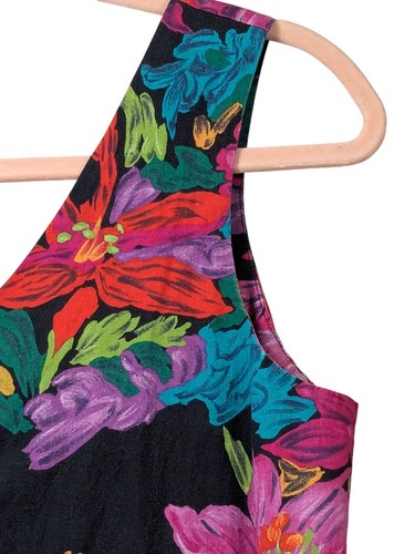 Vintage HILO HATTIE sz S Tropical Ruffle Hawaiian Dress Sleeveless Cotton Floral - Picture 4 of 12