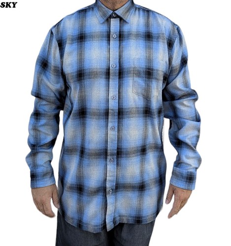 Triveni Men's Long Sleeve Plaid Flannel Shirt - Perfect for Lowrider Bikers and - Picture 8 of 9