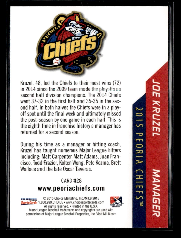 Joe Kruzel 2015 Peoria Chiefs Team Set - Image 2 of 2