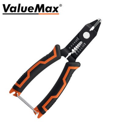 ValueMax 6'' Wire Stripper Cutter 10-22AWG Wire Stripper Flush Cutter Safety Lock