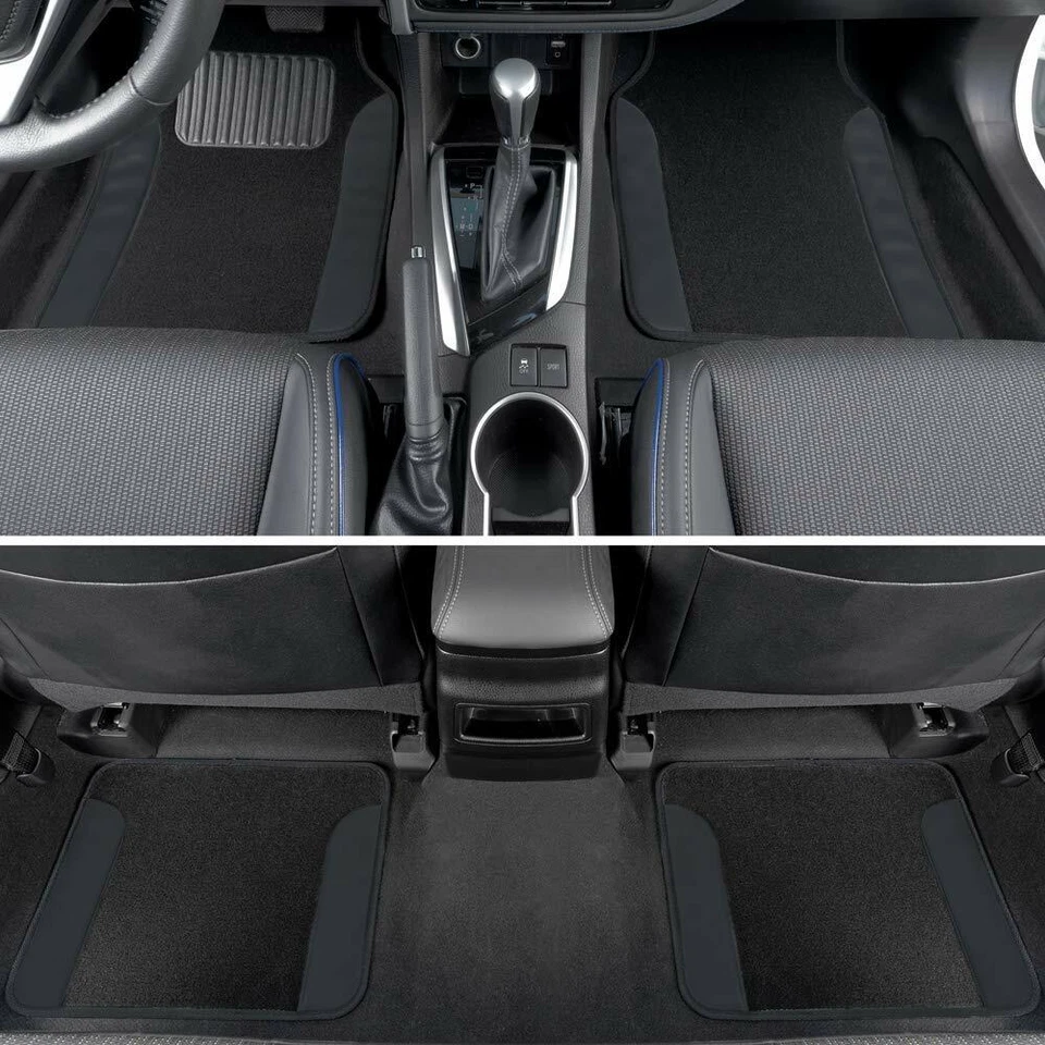 13pc Set Car Seat Covers Protection Set Black / Gray Two Tone Carpet Mats - Imagem 4 de 4