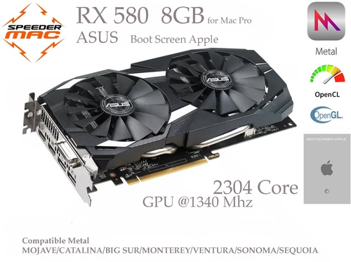  AMD Radeon Rx 580 8GB ASUS (Bootscreen) per Mac Pro 4.1/5.1 Metallo Opencore