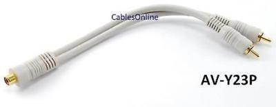 6'' Python RCA F to 2RCA Gold Plated Audio Stereo Cable