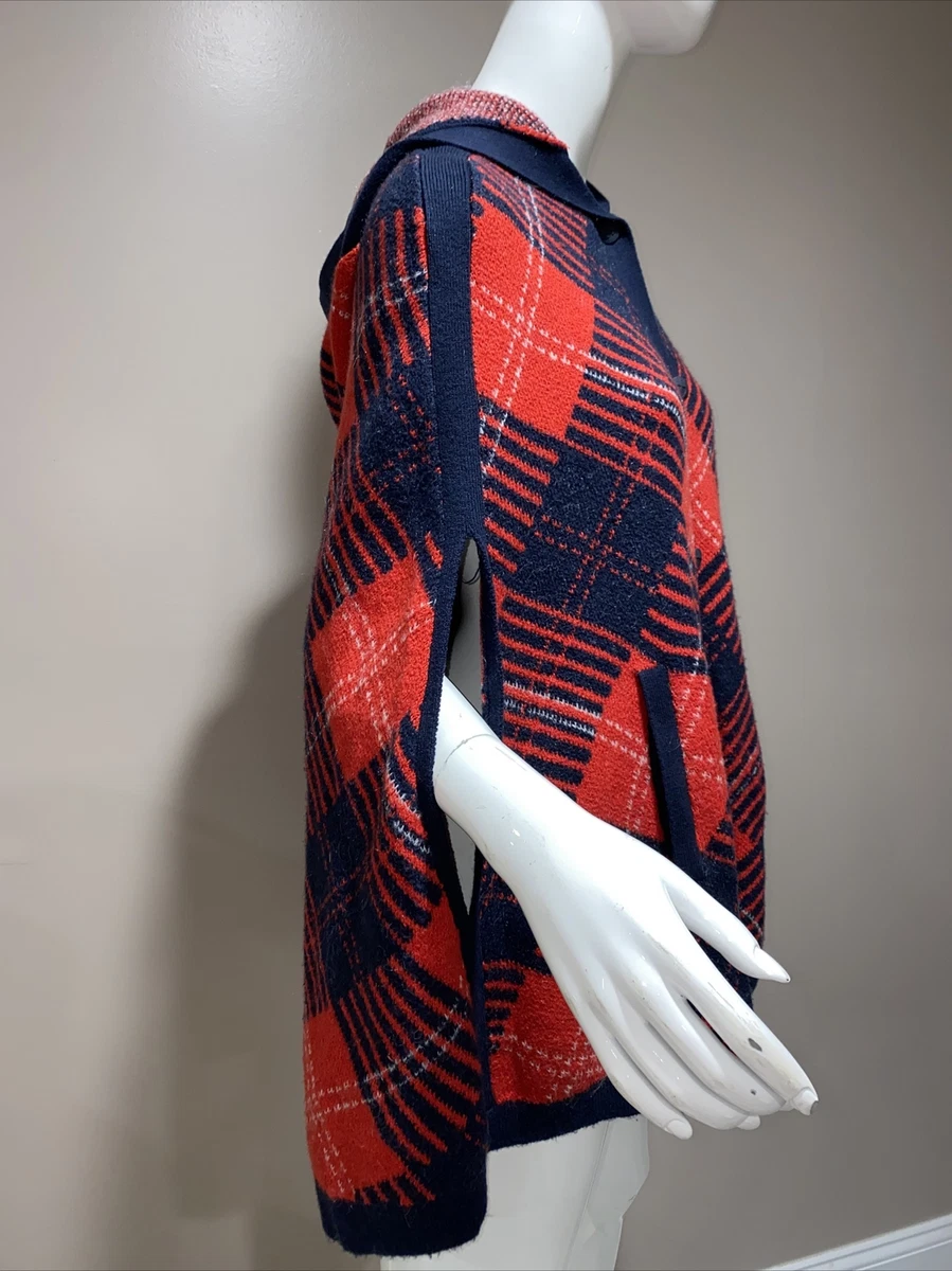 Red plaid clearance poncho sweater