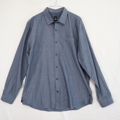 Howe Shirt Mens XL Business Casual Pocket Button Up Blue Patterned Long Sleeve