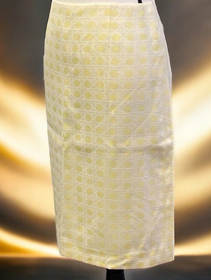 Alex Marie Pencil Skirt Size 6 Yellow Lined Center Back Zipper Slit - Image 2 of 4