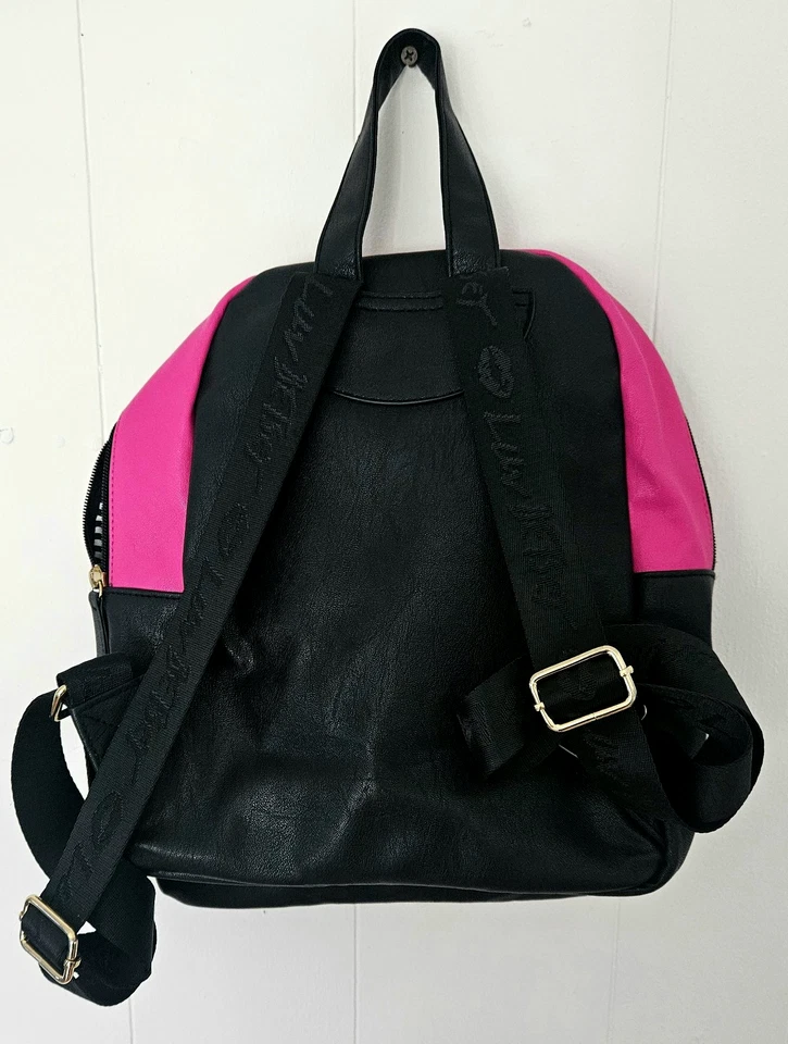 Mochila Betsey Johnson Kitsch Emoji Corazones Acolchada Pequeña Negra 13" de Alto Foto 2 de 4