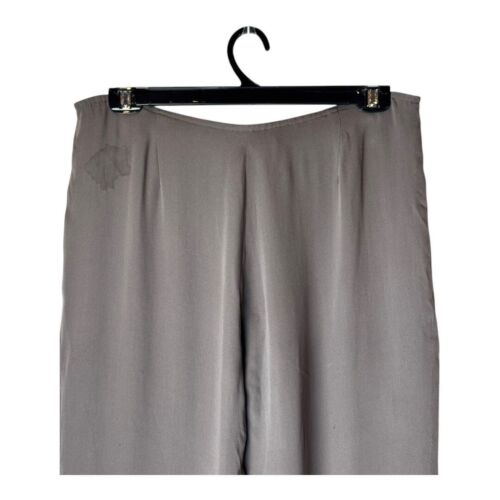 Eileen Fisher Pants Women Medium Taupe Gray Brown Silk Wide Leg High Rise Preppy - Picture 4 of 10