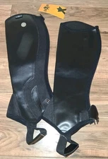 SAXON Syntovia Equestrian Half Chaps Black Size Small New! 