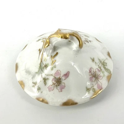 Haviland Limoges Sugar Bowl Lid Only Schleiger 146 Apple Blossoms Floral - Image 1 of 4