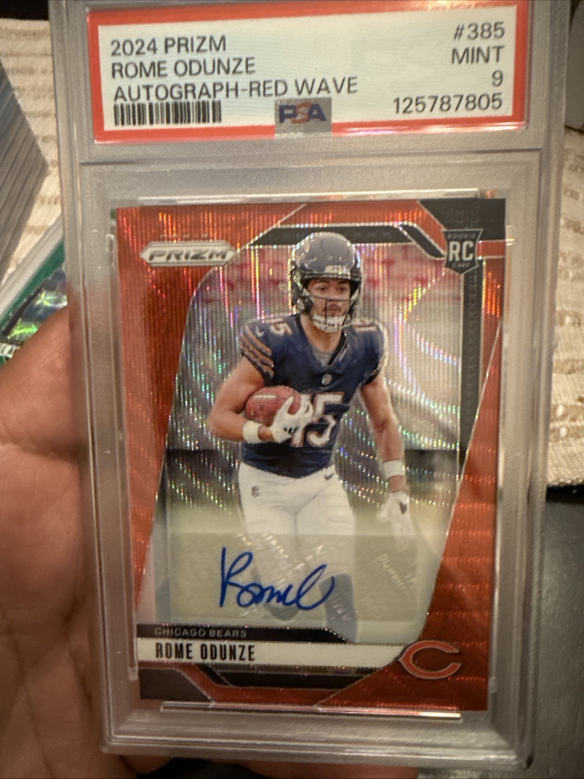 2024 Panini Prizm Rookies Red Wave 40/149 Rome Odunze #385 Rookie Auto RC