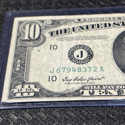 1950 B $10 Dollar Bill, Federal Reserve NOTE J67948372A / Kansas City / OLD SEAL - Picture 7 of 17