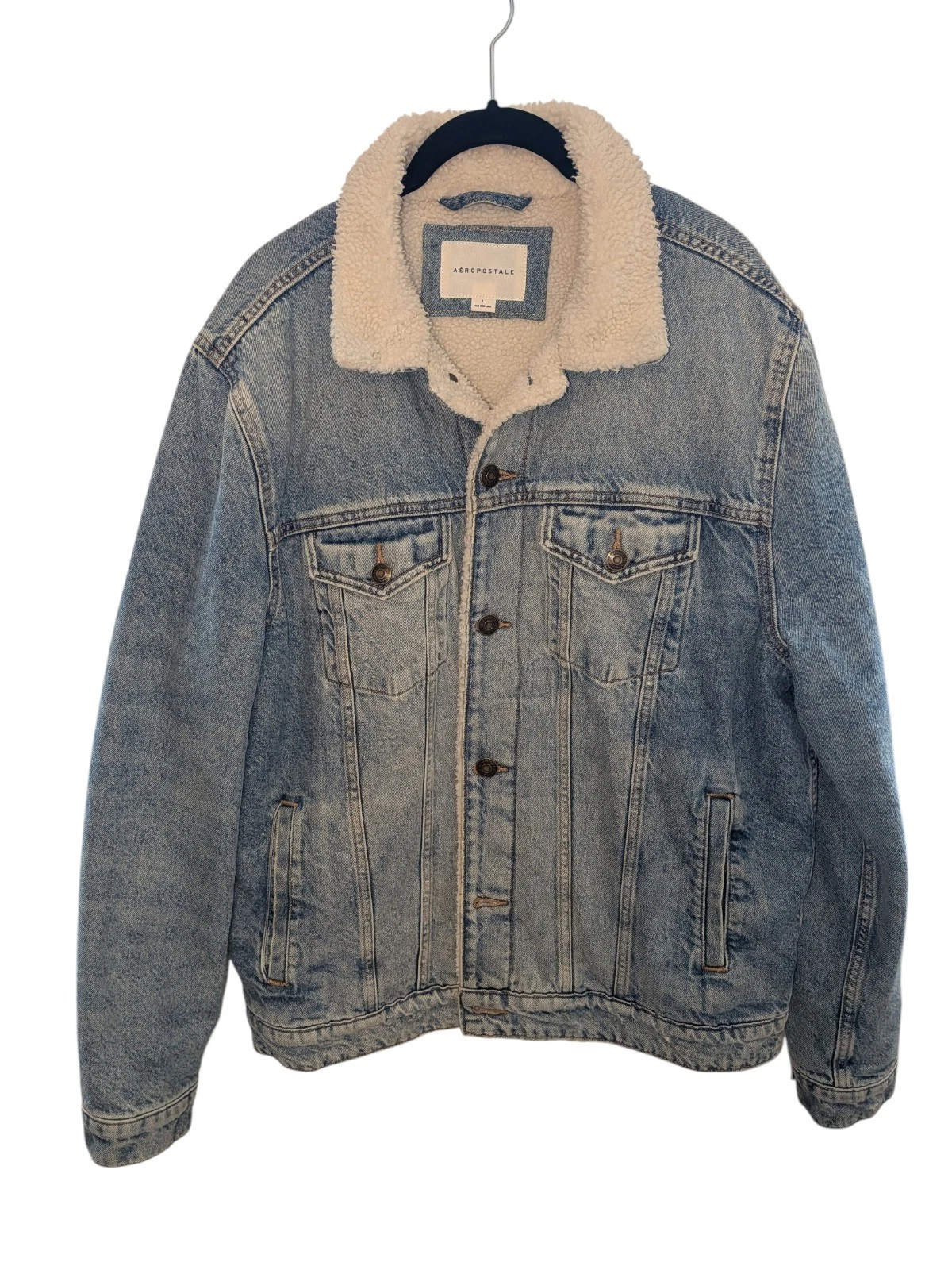 Aéropostale Mens Jean Sherpa Lining Trucker Jacket Size L