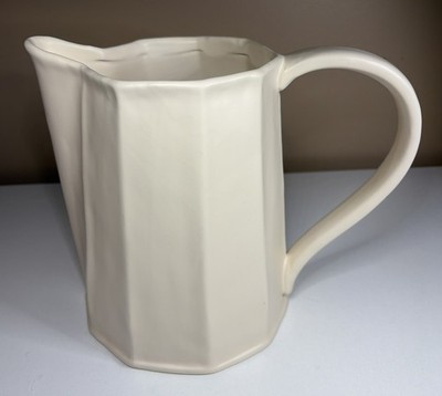 MCGEE & CO Off White Satin Glazed FIELDING CERAMIC PITCHER 8.5'' Rustic Stoneware