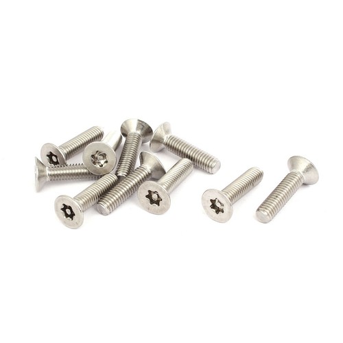 10 Tornillos De Seguridad Torx Antimanipulación Sourcing Map - M6x25mm, Cabeza Plana, Acero Inoxidable 304