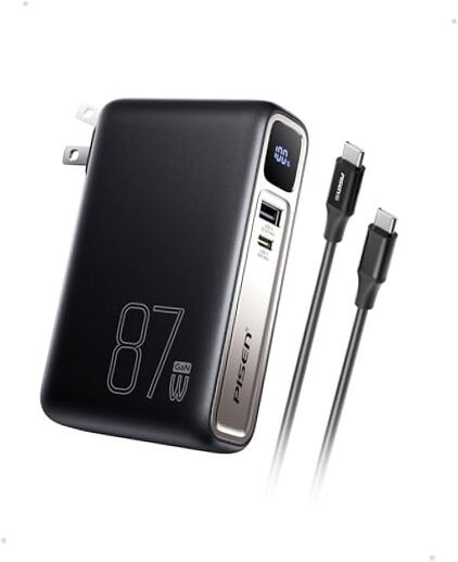 Wall Charger Power Bank - 87W 2-in-1 Hybrid Charger, 10000mAh GaN USB-C