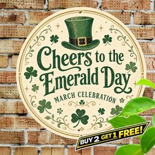 St Patrick's Day Round Metal Sign 8x8 Irish Luck Home Wall Decor