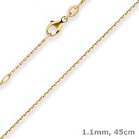 1,1Mm Ankerkette Diamantiert Collier Aus 750 Gold Gelbgold 45Cm Mit ZwischenöSe