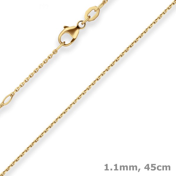 1,1Mm Ankerkette Diamantiert Collier Aus 750 Gold Gelbgold 45Cm Mit ZwischenöSe-image