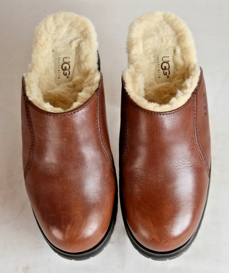 UGG Shearling Lined Leather Clogs Mules Women's 9… - image 6