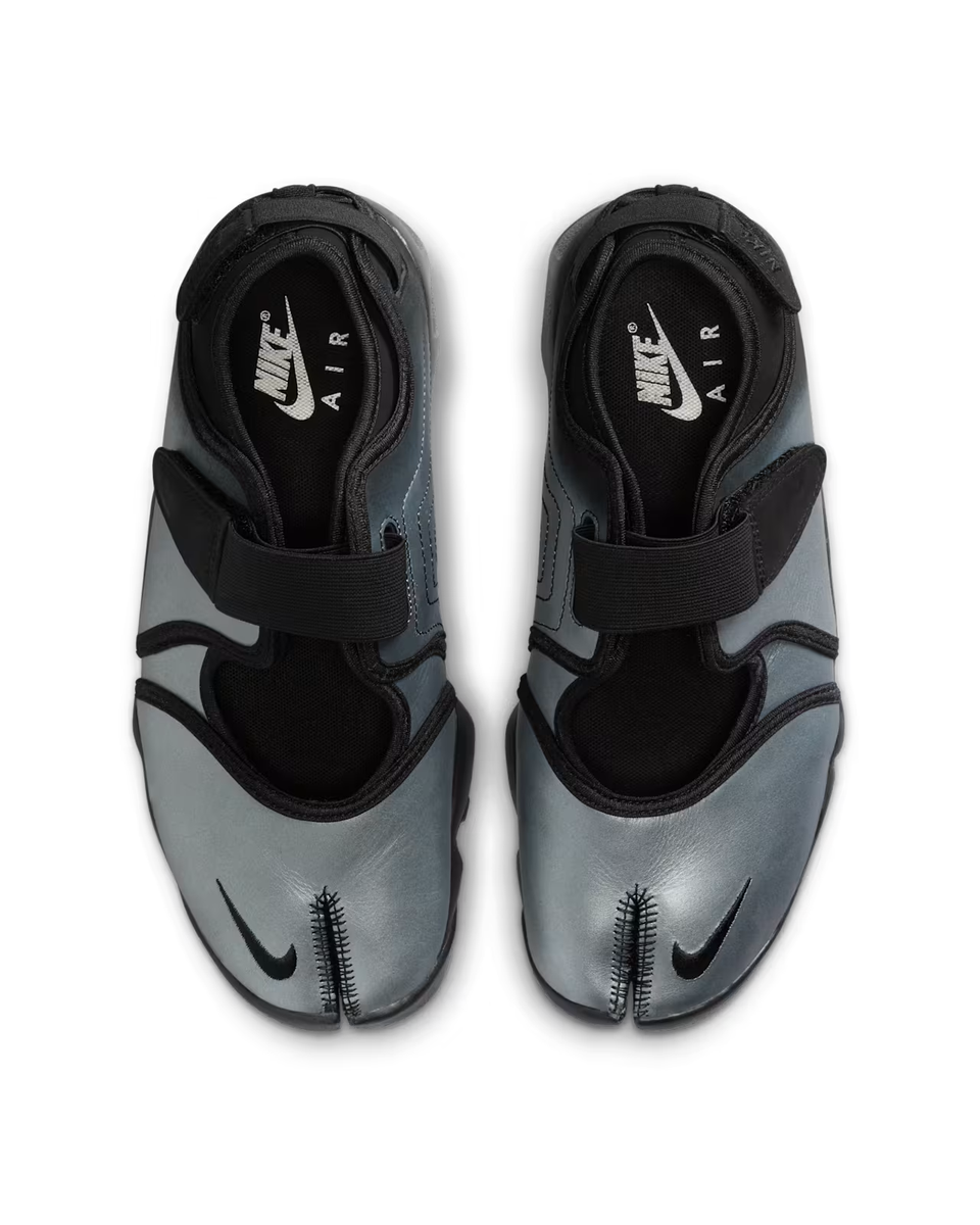 New Nike Women's Air Rift Leather Shoes - Metallic Silver/ Black