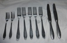 9 Teile DDR Besteck Smalcalda rostfrei Messer Gabel &Auml;hre &Auml;hrenmuster Kuchengabel