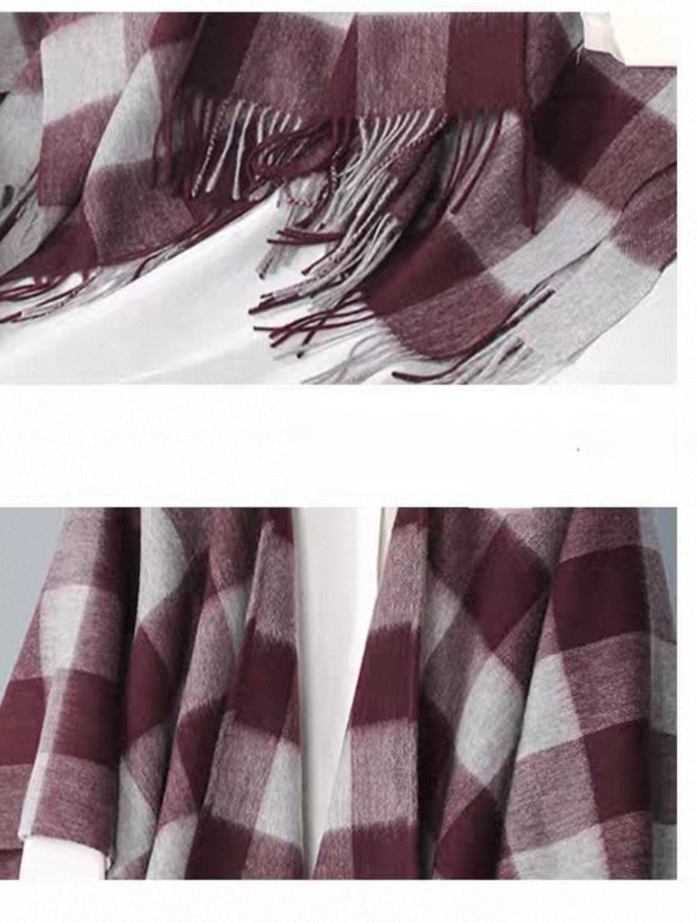 Chestnut Autumn-Winter Plaid Patchwork Lamb's Woo… - image 13