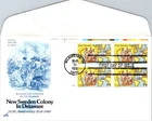 S09-6267, NEW SWEDEN, PLATE NUMBER BLOCK, ARTCRAFT FDC