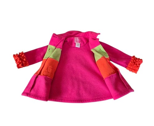 Goodlad Girl’s Size 2T Fleece Colorblock Swing Coat Pink Multicolor - Picture 4 of 7