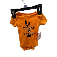 Hop  Wonder "All Tricks No Treats" Halloween Baby Bodysuit   Orange Newborn