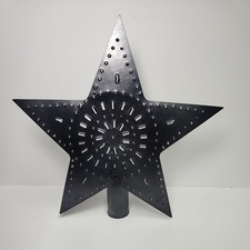 Primitive Rustic 9" Punched Tin Christmas Tree Star Tree Topper