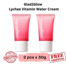 2x Glad2Glow Lychee Vitamin Water Cream 30g–Brightening Moisturiser & Protection