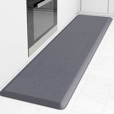 Kitchen Mat, 17.3x60 Cushioned Anti-Fatigue Floor Mat, Waterproof, Light Grey