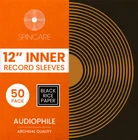SPINCARE 12" AUDIOPHILE Archival Inner Vinyl Record Sleeves - Black (50 Pack)