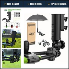 Golf Push Cart Umbrella Holder, Adjustable, Black, 180-Degree, Universal Clamp